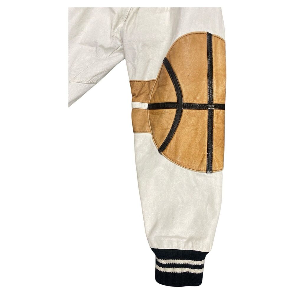 Vintage Michael Alle Manufacturers Leather Basketball Jacket Men's Sz Med. *READ - Picture 12 of 13